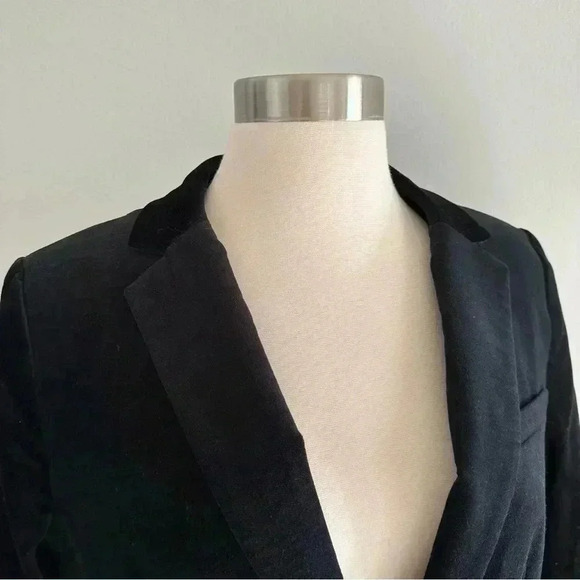 Banana Republic Black Velvet Long And Lean Blazer Jacket Sz 6 - Picture 5 of 10